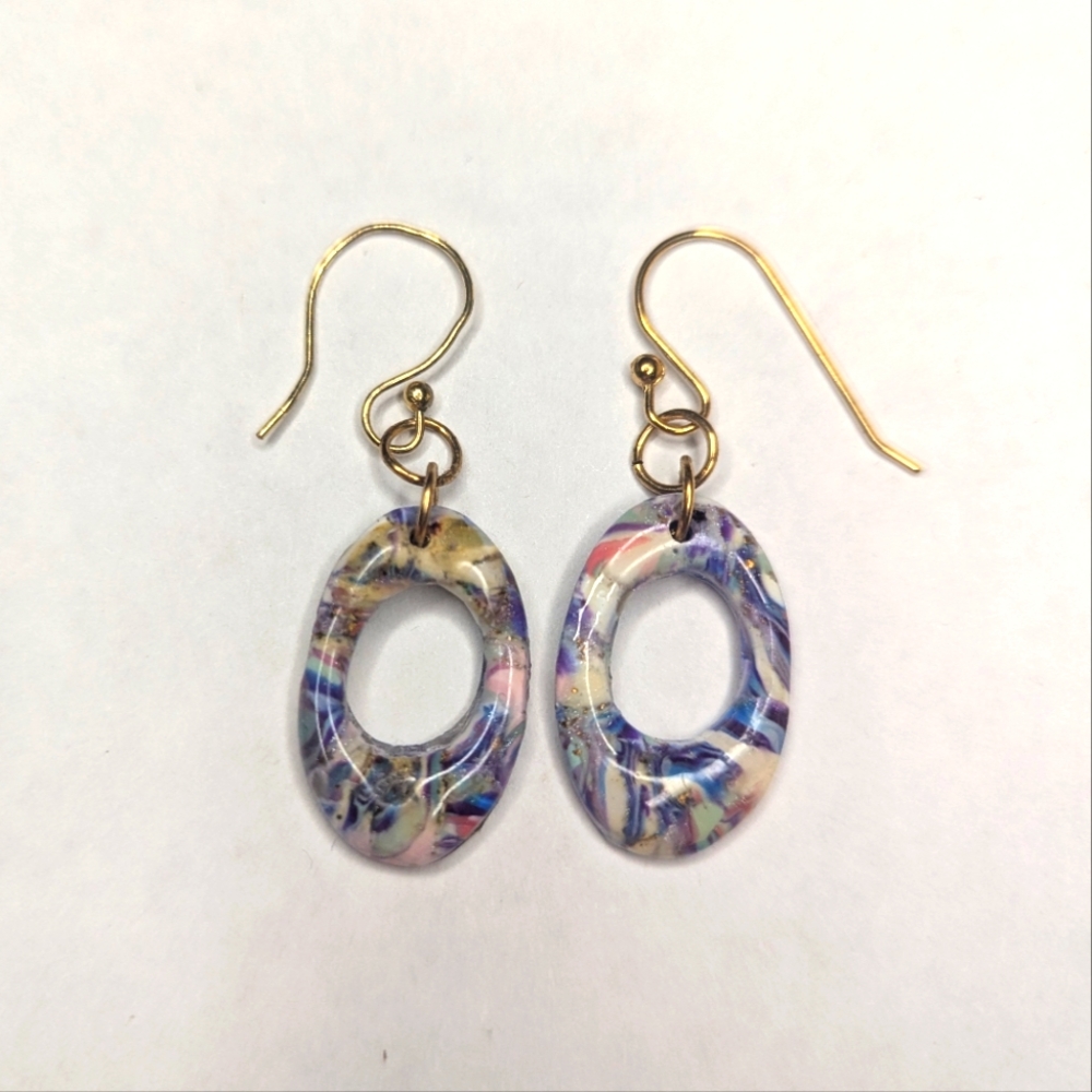 Blue Gold And White Earrings - Picture 3 of 11